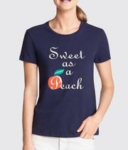 Draper James Sweet As A Peach Graphic T-shirt Navy