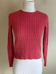 J. McLaughlin Pink Cableknit Crewneck Sweater