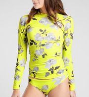 Athleta Fiber Optic Gardenia Rashguard neon Swim Coverup LS Top Women’s XL