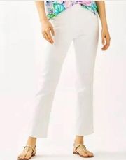 lilly pulitzer white ankle pants resort fit side zip pleat side slit size 4