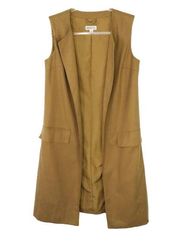 Merona Cognac Wool Long Kimono Duster Sleeveless Trenchcoat Jacket Size 6 Small
