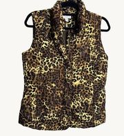 Charter Club Leopard Puffer Vest Womens Medium