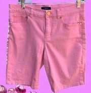 Ralph Lauren Chaps solid pink 5 pocket cotton blend design denim shorts size 8