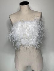 Faux Feather Crop Top Small By