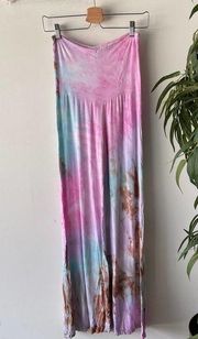 Love Tanjane Pants Womens Medium Pink Blue Tie Dye Flare Boho Hippie Lounge