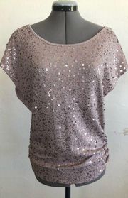 HEART SOUL Womens Sequined Top Size Medium Juniors Ruched Sides Sleeveless New