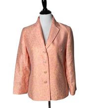 Lafayette 148 Floral Print Blazer Button Front Orange Suit Jacket Women Size‎ 6