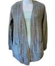 Candies light gray woven open cardigan with pockets