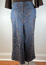 J. Jill Linen and Silk Floral Damask Skirt Size 12 Petite