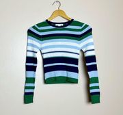 Striped Boutique Ribbed Crewneck Sweater Size S NWT