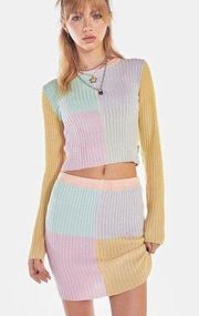 The Ragged Priest Skirt Womens Medium Pastel Colorful Ribbed Checkered Soft Girl