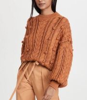 Ulla Johnson Caterina Pullover Bauble Cable-Knit Sweater in Sienna