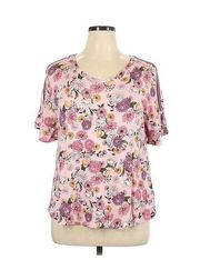 Room Service Floral Print Ruffle Short Sleeve Top