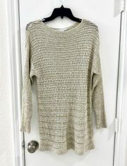 gold Metallic crochet long sleeve tunic- Size Large