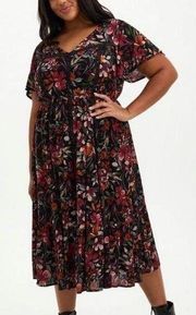 Torrid Floral Lace Trim Midi Gauze Dress Size 1X