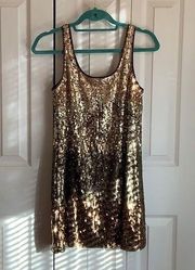 EXPRESS  ✨3 for $25✨Taylor Swift Bronze Gold Sequined Ombré Tank Top Dress Sz XS