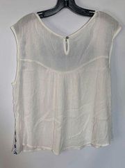 Milk & Honey Women's Blouse Top Lace Sleeveless Round Neck White Size Small