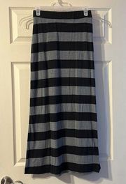 Ambiance Apparel Black & Grey Stripe Maxi Skirt Small