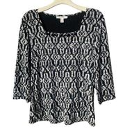 J.M. Collection Black/Gray print  square Neck Collection. Size Medium