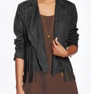 Love Riche Black Faux Suede Fringe Jacket Western Boho