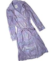 Avec Les Filles Lavender Rainbow Iridescent Fitted Belted Nylon Trench Coat S