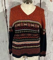 ERIKA & Co Vintage women vneck fall color sweater size large .