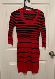 sweater dress red and black stripe small