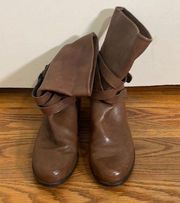 Ranch Dressing Moto Leather Buckle Strap Ankle Boots Brown 8.5