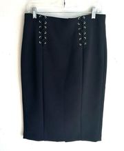 White House Black Market Lace Up Black Pencil Skirt Sz 10 NWT