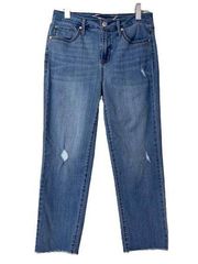 Seven7 Jeans Tower Straight Crop Distressed Mid Rise Medium Blue Women’s Size 6