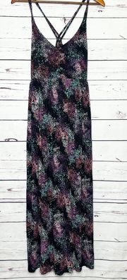 Colorful Maxi Dress Size Medium Black Purple Pink Teal