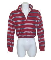 L.A. Hearts Striped 1/4 Zip Cropped Sweatshirt Size XS