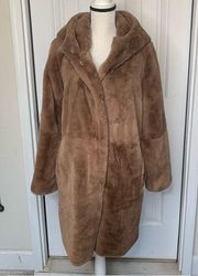 BCBGMaxazria faux fur teddy oversized shearling hooded coat size medium