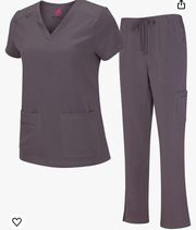 Natural Uniform Gray Scrubs Set 