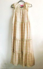 Betsey Johnson Dress Golden Cream Tiered Textured Maxi Dress Sz M NWT Boho Chic