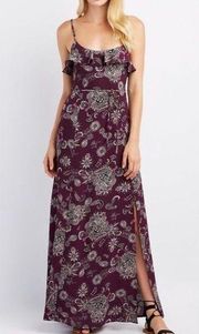 CHARLOTTE RUSSE | Plum Purple Floral Maxi Dress Sz M