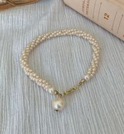 Vintage “Ilsa” Braided Pearl Bracelet White Round Drop Ivory Gold Tone Classic