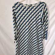 Hatley: Zoe Dress- shoreline dots- White/Blue- long sleeve with buttons- S