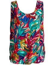 Lee David Collection vintage floral scoop neck pullover tank top green p…