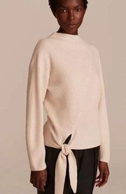Rebecca Taylor wool tan knit high neck tie waist sweater size medium