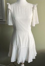 Here comes the sun white ruffle sleeves open back mini dress