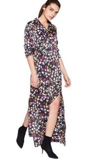 Sz S EQUIPMENT Simone 100% Silk Maxi Shirt Dress in Eclipse Floral Print