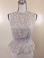 Japna Floral Peplum Size Small Sleeveless Cottage Core Kawaii Sleeveless Blouse