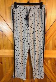 Lucky Brand Pajama Pants Womens XS Gray Blue Stars Elastic Waist Drawstring (220