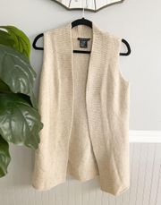 Cashmere Wool Sleeveless Sweater Vest Duster In Beige Tan Size Medium