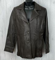 Jones New York brown 100% leather jacket size S