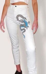ADIKA Printed Dragon Detail High Rise Skinny Jeans Size XS