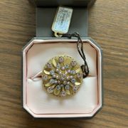 Juicy Couture *NWT* Juicy Courure Pink & Gold CZ Pearl Vintage Cocktail Ring + Gift Box