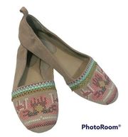 Latigo Basia Embroidered Tan Suede Ballet Flats 9M