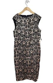 New York & Company Womens NEW Black & Gold Sleeveless Jacquard Midi Dress L